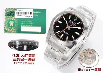 Rolex Milgauss 3131 Movement 40mm Black/Green Face 904L Steel Men Watch